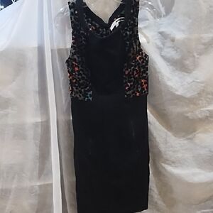 Tracy Reese Black Dress with Colorful Leopard Accents